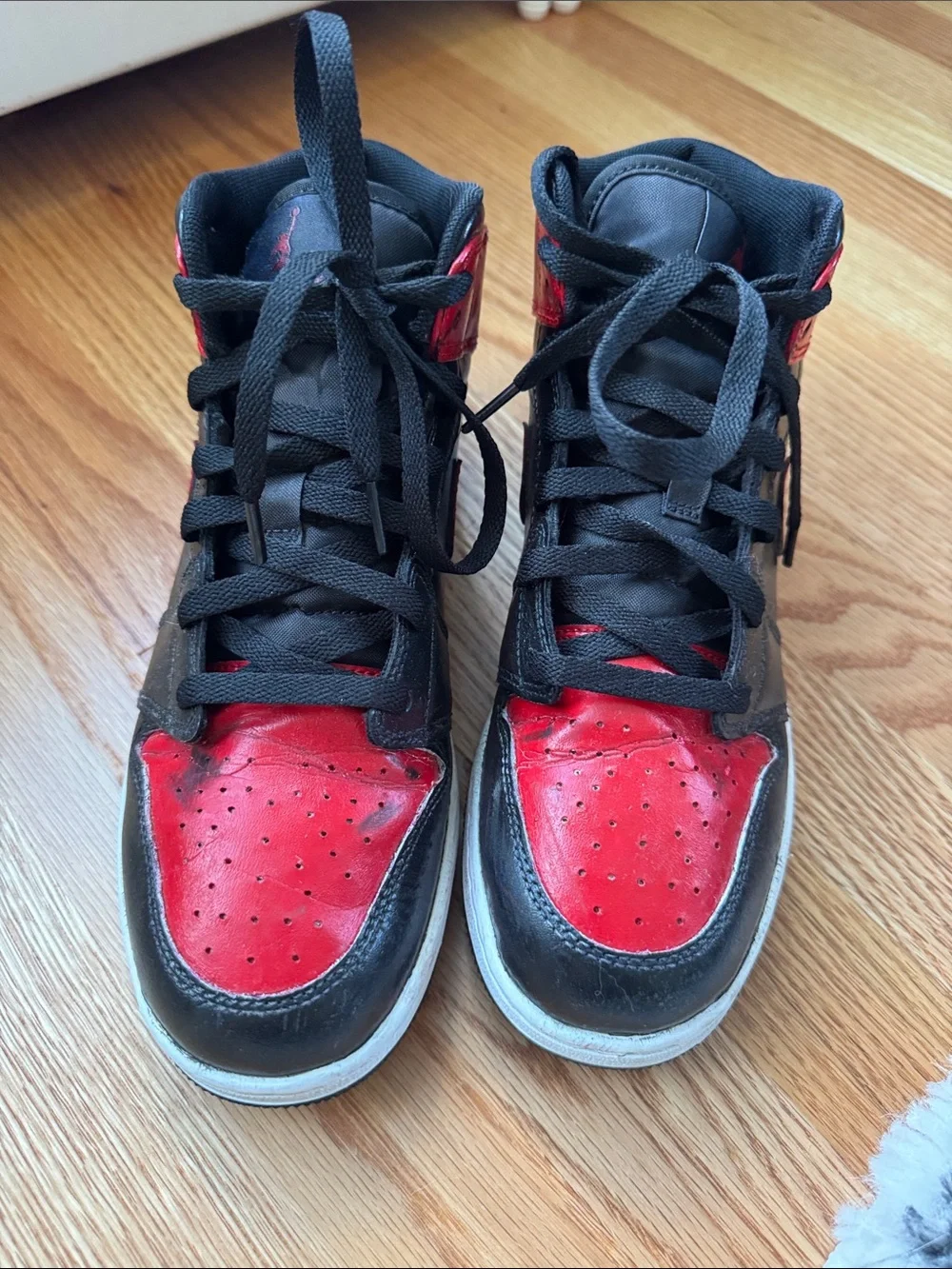 Nike Jordan Kids Painted Black and Red High-Top Sneakers